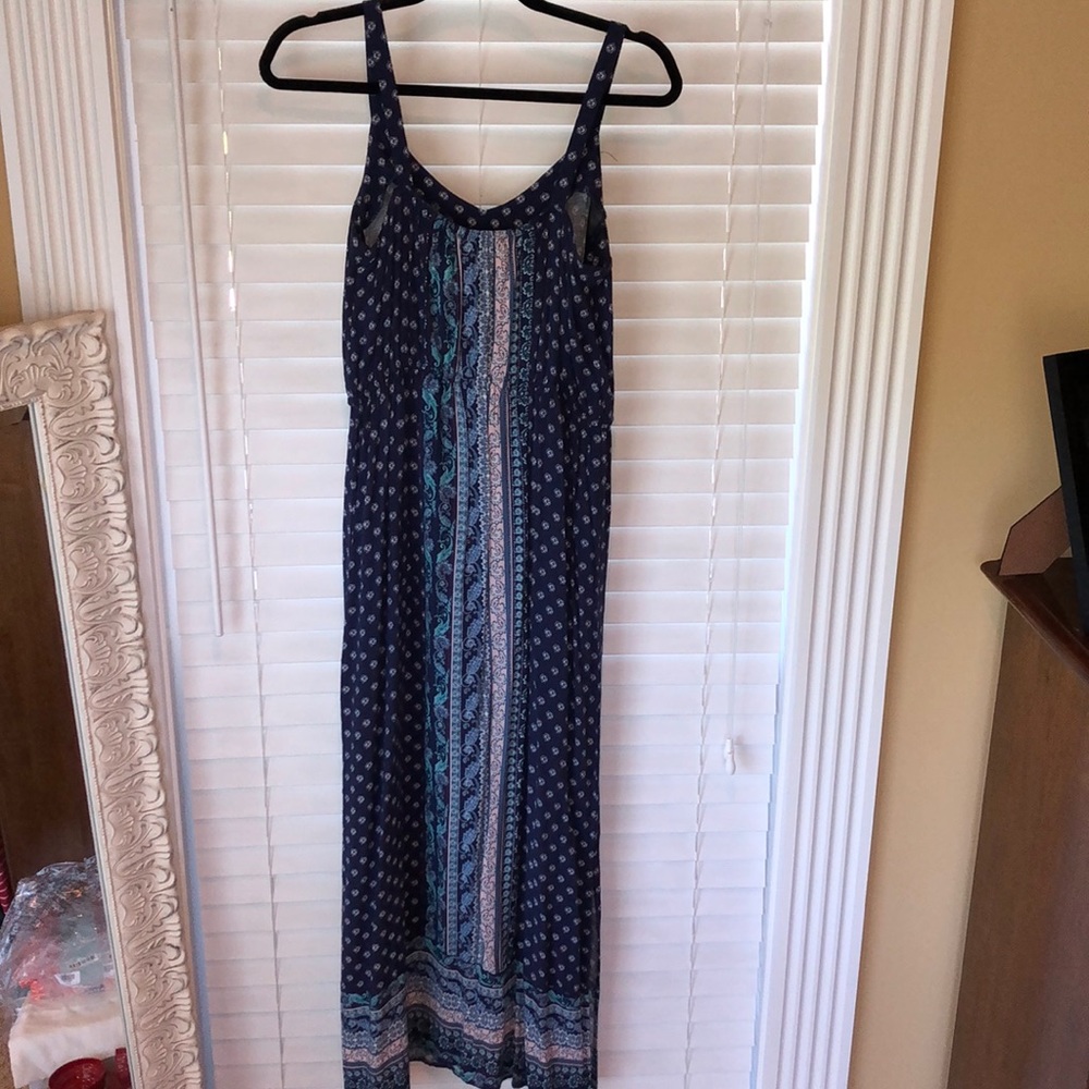 Blue Printed Maxi Dress - Picture 5 of 6